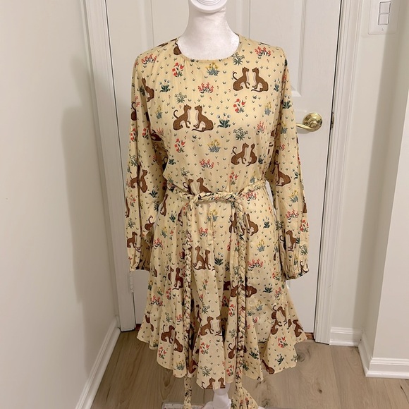 Rhode Ella Mini Dress Safari Animals Leopard Cheetah Meadow New Size Small - Picture 2 of 12